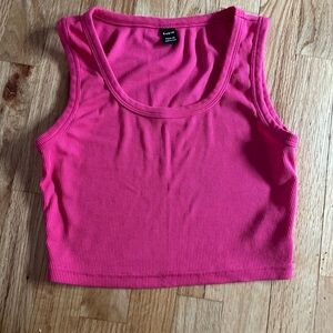 SHEIN Hot Pink Ribbed Crop Top